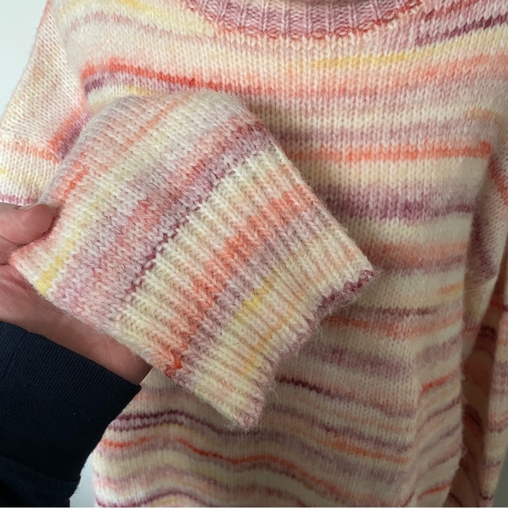 Vintage Y2K Mexx Pink Turtleneck Sweater Stripe Colorful Size Extra Large - Picture 4 of 7